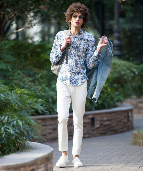 Buffalo Bobs（バッファローボブズ）の「PRIMAVERA(プリマベーラ)ホリゾンタルカラー 花柄 シャツ（シャツ/ブラウス・メンズ・パープル/ネイビー/サックスブルー/ピンク/イエロー/ブルー・2-3/1-2）」の15枚目の写真