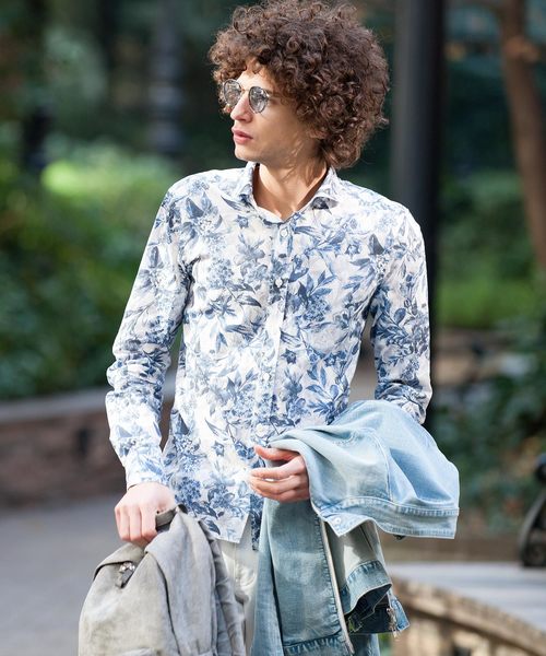 Buffalo Bobs（バッファローボブズ）の「PRIMAVERA(プリマベーラ)ホリゾンタルカラー 花柄 シャツ（シャツ/ブラウス・メンズ・パープル/ネイビー/サックスブルー/ピンク/イエロー/ブルー・2-3/1-2）」の18枚目の写真