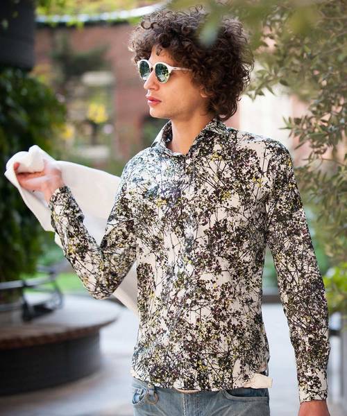 Buffalo Bobs（バッファローボブズ）の「PRIMAVERA(プリマベーラ)ホリゾンタルカラー 花柄 シャツ（シャツ/ブラウス・メンズ・パープル/ネイビー/サックスブルー/ピンク/イエロー/ブルー・2-3/1-2）」の16枚目の写真