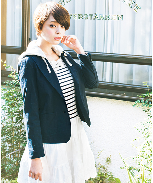 earth music&ecology(アースミュージックアンドエコロジー)の「2Way Tailor/LJK(テーラードジャケット・レディース・ネイビー・SMALL/MEDIUM)」の1枚目の写真
