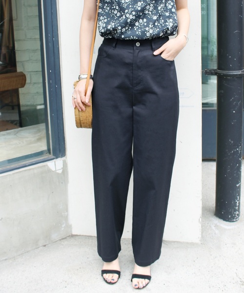 SLOBE IENA（スローブイエナ）の「麻混チノストレートパンツ◆（チノパンツ・レディース・キャメル/イエロー/ネイビー・36/40/38）」の2枚目の写真