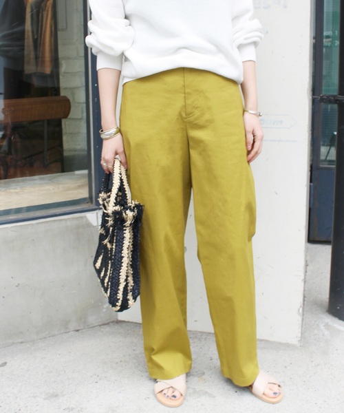 SLOBE IENA（スローブイエナ）の「麻混チノストレートパンツ◆（チノパンツ・レディース・キャメル/イエロー/ネイビー・36/40/38）」の3枚目の写真