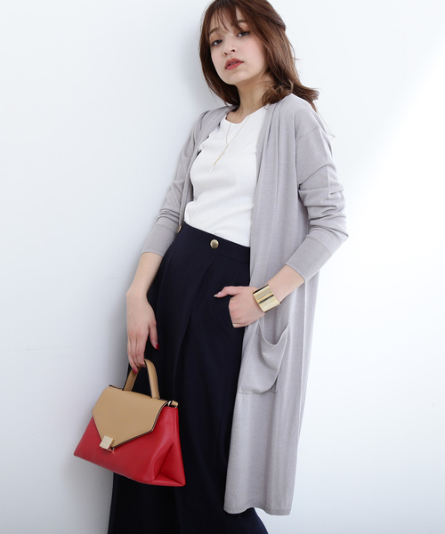 N.（N. Natural Beauty Basic）（エヌエヌナチュラルビューティーベーシック）の「◆トッパーニットカーディガン（カーディガン/ボレロ・レディース・ホワイト/ネイビー/グレー・MEDIUM）」の2枚目の写真