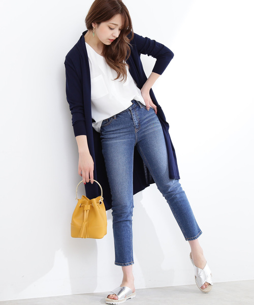 N.（N. Natural Beauty Basic）（エヌエヌナチュラルビューティーベーシック）の「◆トッパーニットカーディガン（カーディガン/ボレロ・レディース・ホワイト/ネイビー/グレー・MEDIUM）」の8枚目の写真