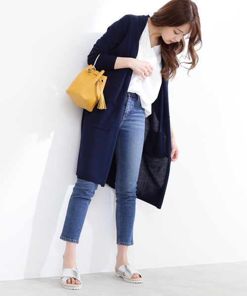 N.（N. Natural Beauty Basic）（エヌエヌナチュラルビューティーベーシック）の「◆トッパーニットカーディガン（カーディガン/ボレロ・レディース・ホワイト/ネイビー/グレー・MEDIUM）」の11枚目の写真