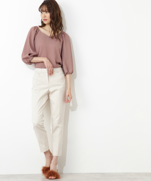 NATURAL BEAUTY BASIC（ナチュラルビューティーベーシック）の「ボリュームスリーブブラウス（シャツ/ブラウス・レディース・ブラック/ホワイト系その他/ブラウン・MEDIUM/SMALL）」の7枚目の写真