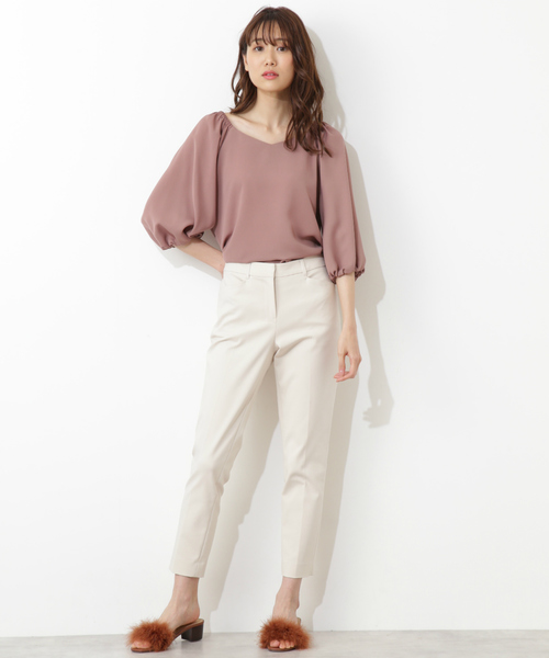 NATURAL BEAUTY BASIC（ナチュラルビューティーベーシック）の「ボリュームスリーブブラウス（シャツ/ブラウス・レディース・ブラック/ホワイト系その他/ブラウン・MEDIUM/SMALL）」の8枚目の写真