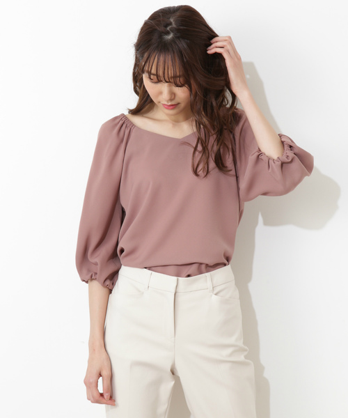 NATURAL BEAUTY BASIC（ナチュラルビューティーベーシック）の「ボリュームスリーブブラウス（シャツ/ブラウス・レディース・ブラック/ホワイト系その他/ブラウン・MEDIUM/SMALL）」の9枚目の写真