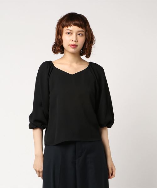 NATURAL BEAUTY BASIC（ナチュラルビューティーベーシック）の「ボリュームスリーブブラウス（シャツ/ブラウス・レディース・ブラック/ホワイト系その他/ブラウン・MEDIUM/SMALL）」の14枚目の写真