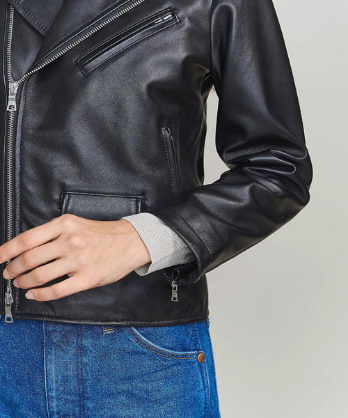 BEAUTY&YOUTH UNITED ARROWS(ビューティーアンドユースユナイテッドアローズ)の「BY シープレザーダブルライダースジャケット(ライダースジャケット・レディース・ブラック・MEDIUM/SMALL)」の8枚目の写真
