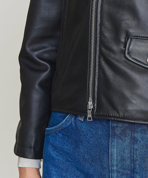 BEAUTY&YOUTH UNITED ARROWS(ビューティーアンドユースユナイテッドアローズ)の「BY シープレザーダブルライダースジャケット(ライダースジャケット・レディース・ブラック・MEDIUM/SMALL)」の6枚目の写真