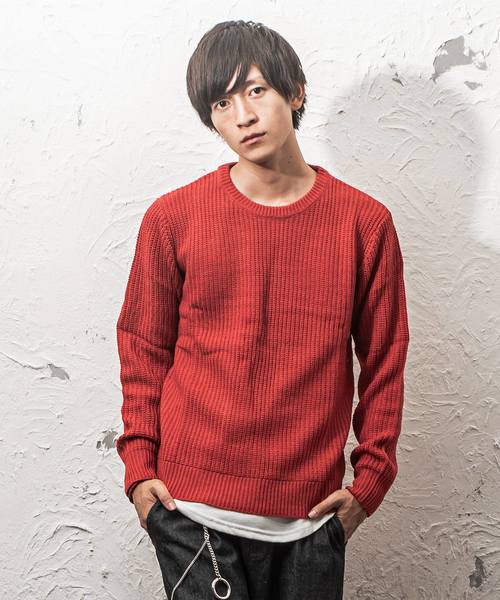 MinoriTY（マイノリティ）の「ルーズシルエット7G片畦クルーネックニット（ニット/セーター・メンズ・ブラック/ブラウン/ワイン/ネイビー/グレー/ホワイト/オレンジ/ベージュ・L/M）」の8枚目の写真