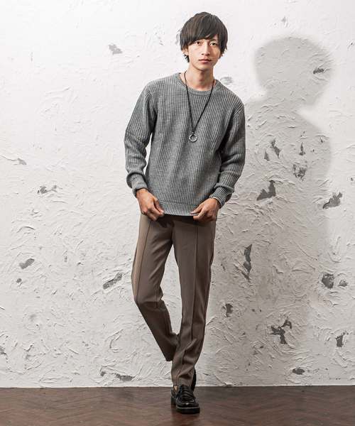 MinoriTY（マイノリティ）の「ルーズシルエット7G片畦クルーネックニット（ニット/セーター・メンズ・ブラック/ブラウン/ワイン/ネイビー/グレー/ホワイト/オレンジ/ベージュ・L/M）」の11枚目の写真