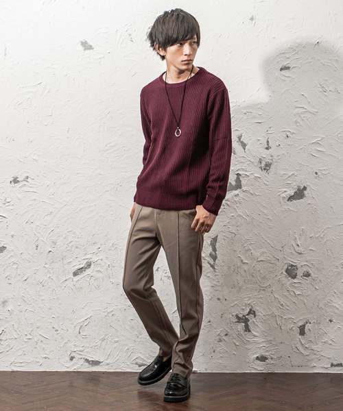 MinoriTY（マイノリティ）の「ルーズシルエット7G片畦クルーネックニット（ニット/セーター・メンズ・ブラック/ブラウン/ワイン/ネイビー/グレー/ホワイト/オレンジ/ベージュ・L/M）」の15枚目の写真