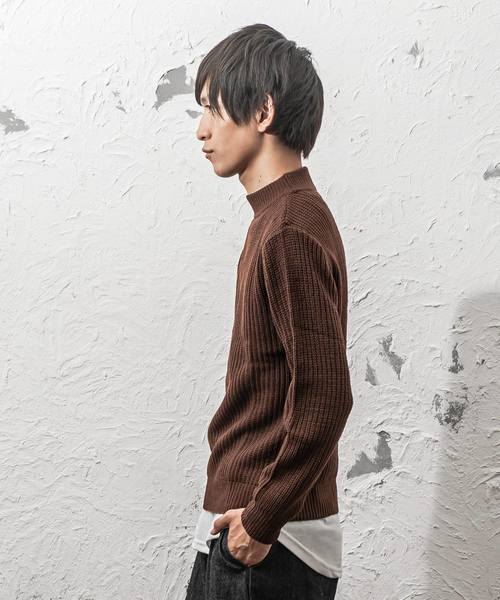 MinoriTY（マイノリティ）の「ルーズシルエット7G片畦クルーネックニット（ニット/セーター・メンズ・ブラック/ブラウン/ワイン/ネイビー/グレー/ホワイト/オレンジ/ベージュ・L/M）」の17枚目の写真