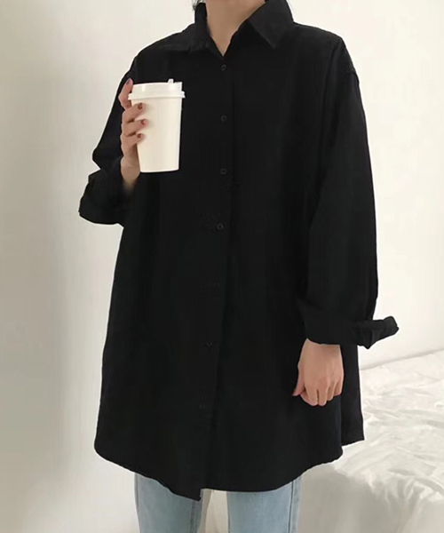 Futier land(フューティアランド)の「ワイドBIGシャツ(シャツ/ブラウス・レディース・ホワイト/ブラック/パープル/カーキ/ブルー/オレンジ/ピンク/ベージュ/モカ・FREE)」の2枚目の写真