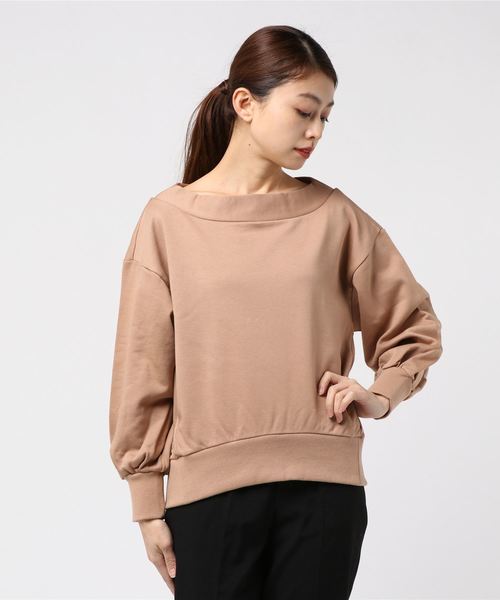 NOLLEY’S(ノーリーズ)の「ドライ裏毛抜け衿プルオーバーカットソー(スウェット・レディース・ベージュ/オフホワイト/キャメル・38/36)」の4枚目の写真
