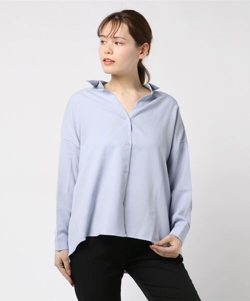 Culture Medium(カルチャーミディアム)の「梨地ジョーゼット抜き衿BIGシャツ(シャツ/ブラウス・レディース・ピンク/ラベンダー・FREE)」の1枚目の写真