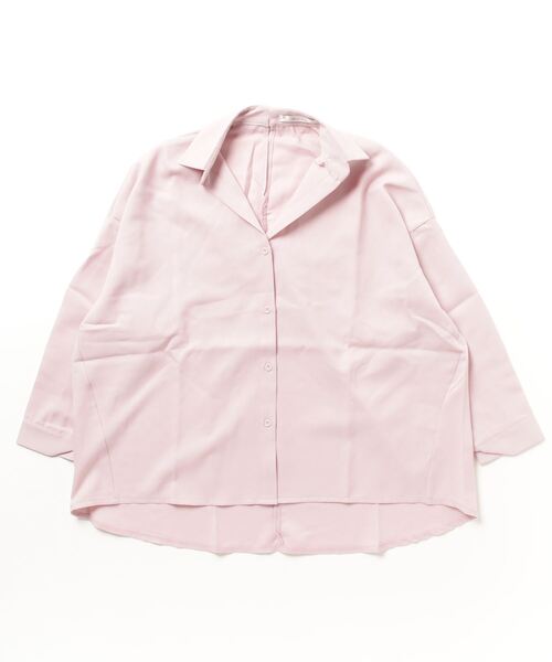 Culture Medium(カルチャーミディアム)の「梨地ジョーゼット抜き衿BIGシャツ(シャツ/ブラウス・レディース・ピンク/ラベンダー・FREE)」の2枚目の写真