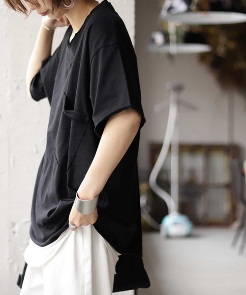 antiqua（アンティカ）の「ポケ付きビッグＴ（Tシャツ/カットソー・レディース・ホワイト/ブラック/ベージュ・FREE）」の19枚目の写真