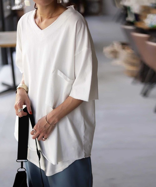 antiqua（アンティカ）の「ポケ付きビッグＴ（Tシャツ/カットソー・レディース・ホワイト/ブラック/ベージュ・FREE）」の14枚目の写真