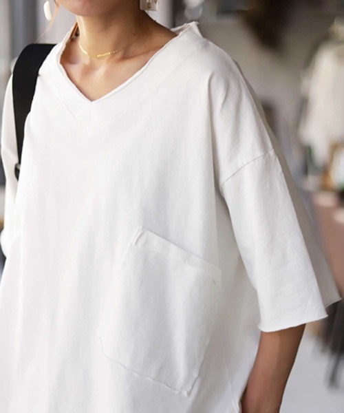 antiqua（アンティカ）の「ポケ付きビッグＴ（Tシャツ/カットソー・レディース・ホワイト/ブラック/ベージュ・FREE）」の12枚目の写真