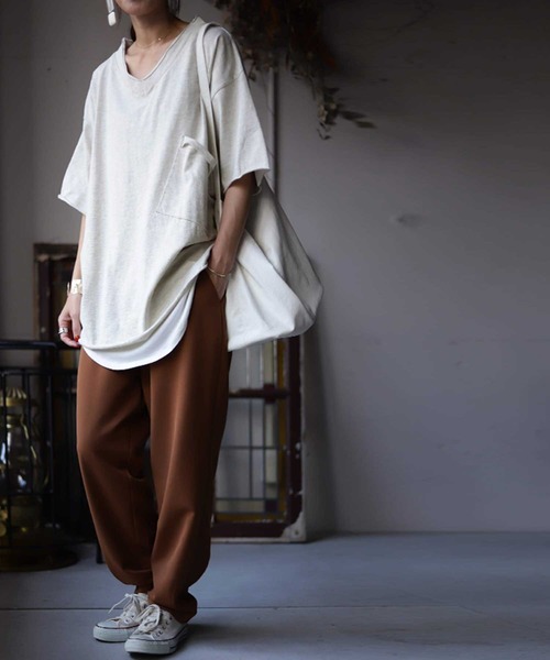 antiqua（アンティカ）の「ポケ付きビッグＴ（Tシャツ/カットソー・レディース・ホワイト/ブラック/ベージュ・FREE）」の9枚目の写真