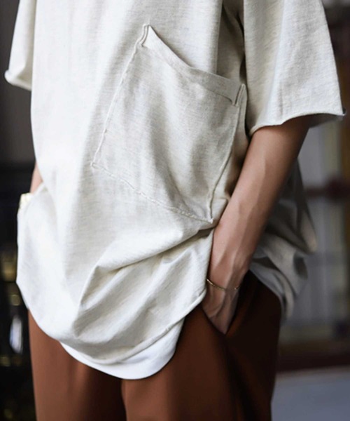 antiqua（アンティカ）の「ポケ付きビッグＴ（Tシャツ/カットソー・レディース・ホワイト/ブラック/ベージュ・FREE）」の8枚目の写真