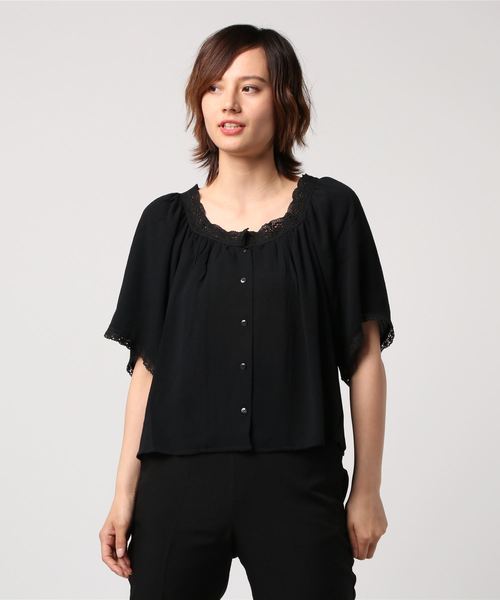 ehka sopo（エヘカソポ）の「スクエアネックレースブラウス（シャツ/ブラウス・レディース・ブラック/ベージュ/オフホワイト・ﾌﾘ-）」の2枚目の写真
