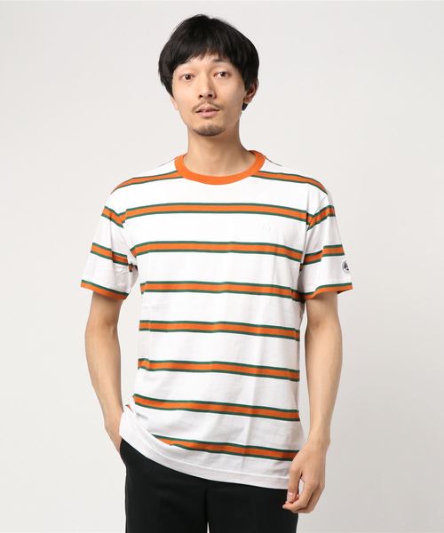 EDIFICE（エディフィス）の「ROLAND GARROS × EDIFICE 別注 MULTI STRIPE Tシャツ（Tシャツ/カットソー・メンズ・ホワイト/オレンジ・LARGE/MEDIUM/SMALL）」の3枚目の写真