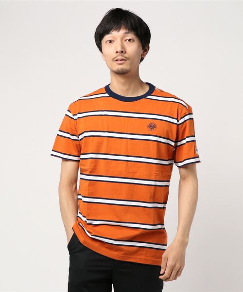 EDIFICE（エディフィス）の「ROLAND GARROS × EDIFICE 別注 MULTI STRIPE Tシャツ（Tシャツ/カットソー・メンズ・ホワイト/オレンジ・LARGE/MEDIUM/SMALL）」の5枚目の写真