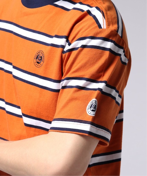 EDIFICE（エディフィス）の「ROLAND GARROS × EDIFICE 別注 MULTI STRIPE Tシャツ（Tシャツ/カットソー・メンズ・ホワイト/オレンジ・LARGE/MEDIUM/SMALL）」の8枚目の写真