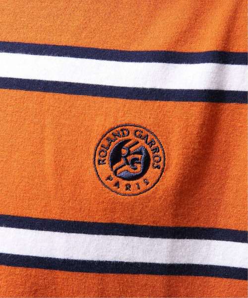 EDIFICE（エディフィス）の「ROLAND GARROS × EDIFICE 別注 MULTI STRIPE Tシャツ（Tシャツ/カットソー・メンズ・ホワイト/オレンジ・LARGE/MEDIUM/SMALL）」の4枚目の写真