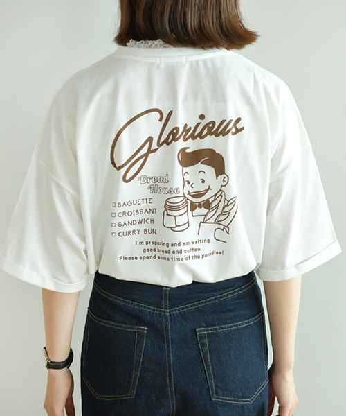 PairPair（ペアペア）の「もぐもぐ！ブレッドくんバックプリントTシャツ（Tシャツ/カットソー・レディース・グリーン/ボルドー/モカ・FREE）」の10枚目の写真