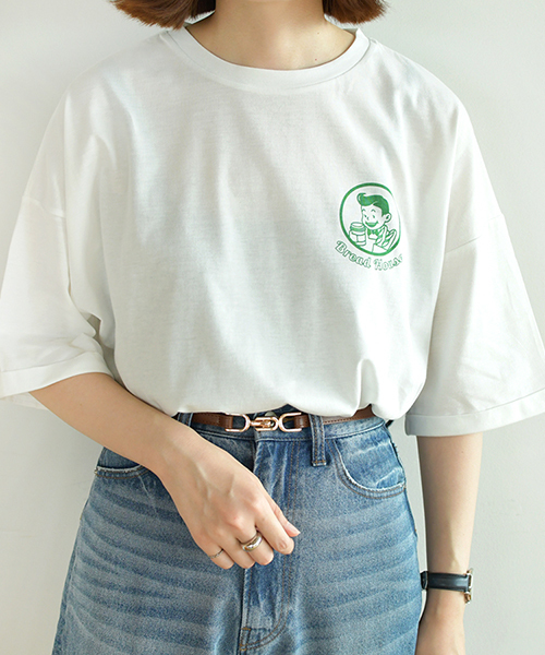 PairPair（ペアペア）の「もぐもぐ！ブレッドくんバックプリントTシャツ（Tシャツ/カットソー・レディース・グリーン/ボルドー/モカ・FREE）」の14枚目の写真