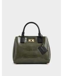 クロックエフェクト ラージストラクチャーバッグ / Croc-Effect Large Structured Bag