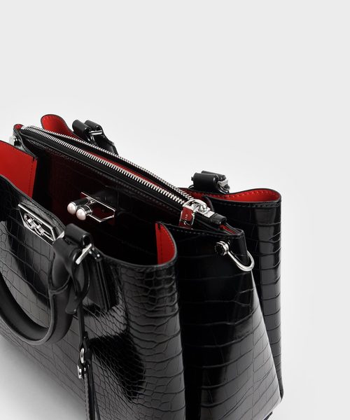 CHARLES & KEITH（チャールズ & キース）の「クロックエフェクト ラージストラクチャーバッグ / Croc-Effect Large Structured Bag（トートバッグ・レディース・ブラック/ベージュ/オリーブ/ブルー/タン・L）」の14枚目の写真