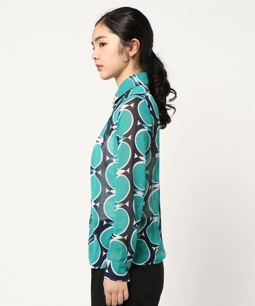 NARACAMICIE（ナラカミーチェ）の「ドットキカ柄シフォン長袖シャツ（シャツ/ブラウス・レディース・ベージュ/グリーン・SMALL/MEDIUM/LARGE）」の15枚目の写真