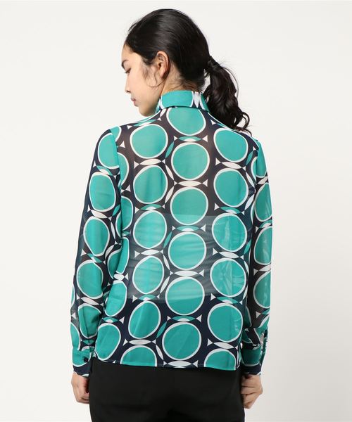 NARACAMICIE（ナラカミーチェ）の「ドットキカ柄シフォン長袖シャツ（シャツ/ブラウス・レディース・ベージュ/グリーン・SMALL/MEDIUM/LARGE）」の13枚目の写真
