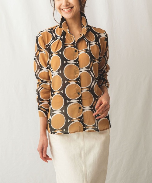 NARACAMICIE（ナラカミーチェ）の「ドットキカ柄シフォン長袖シャツ（シャツ/ブラウス・レディース・ベージュ/グリーン・SMALL/MEDIUM/LARGE）」の18枚目の写真