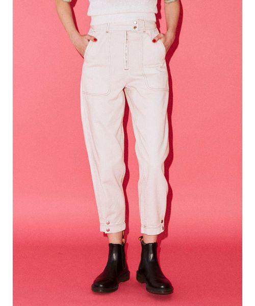 jouetie（ジュエティ）の「ヘムボタンカラーステッチパンツ（デニムパンツ・レディース・ブラック/アイボリー/その他1・SMALL/MEDIUM）」の2枚目の写真