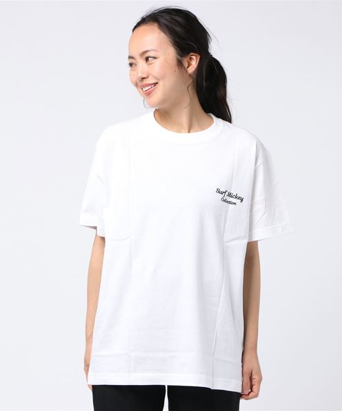 Disney ディズニー Surf Mickey Brown T Shirt Collection Heather Heather Brown T Shirt To Born To Surf Tシャツ カットソー Mickey Mouse ミッキーマウス のファッション