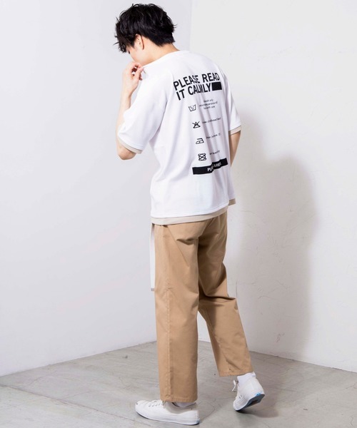 WEGO（ウィゴー）の「WEGO/レイヤードロゴビッグシルエット5分袖Tシャツ（Tシャツ/カットソー・メンズ・ブラック/ホワイト・LARGE/MEDIUM）」の22枚目の写真