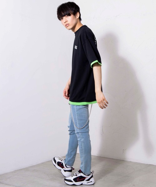 WEGO（ウィゴー）の「WEGO/レイヤードロゴビッグシルエット5分袖Tシャツ（Tシャツ/カットソー・メンズ・ブラック/ホワイト・LARGE/MEDIUM）」の19枚目の写真
