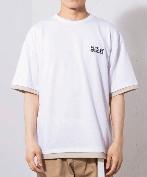 WEGO（ウィゴー）の「WEGO/レイヤードロゴビッグシルエット5分袖Tシャツ（Tシャツ/カットソー・メンズ・ブラック/ホワイト・LARGE/MEDIUM）」の18枚目の写真