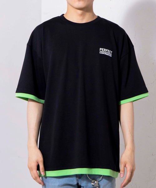 WEGO（ウィゴー）の「WEGO/レイヤードロゴビッグシルエット5分袖Tシャツ（Tシャツ/カットソー・メンズ・ブラック/ホワイト・LARGE/MEDIUM）」の16枚目の写真