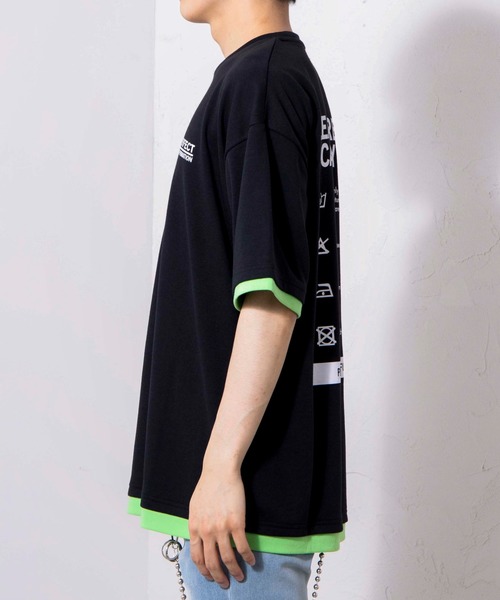 WEGO（ウィゴー）の「WEGO/レイヤードロゴビッグシルエット5分袖Tシャツ（Tシャツ/カットソー・メンズ・ブラック/ホワイト・LARGE/MEDIUM）」の14枚目の写真