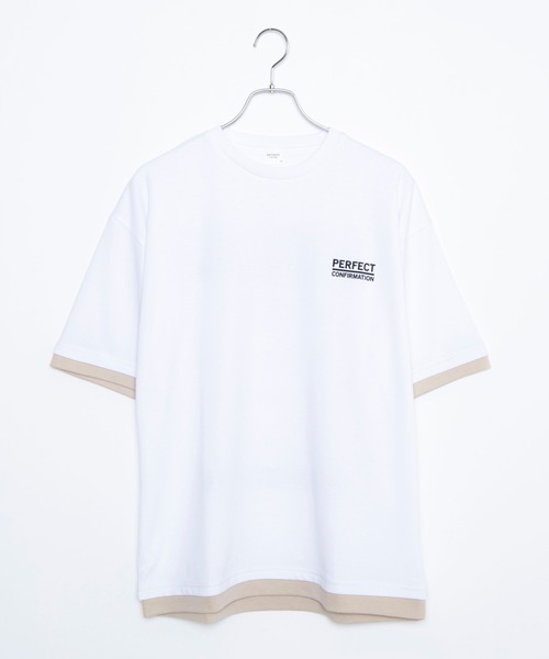 WEGO（ウィゴー）の「WEGO/レイヤードロゴビッグシルエット5分袖Tシャツ（Tシャツ/カットソー・メンズ・ブラック/ホワイト・LARGE/MEDIUM）」の13枚目の写真