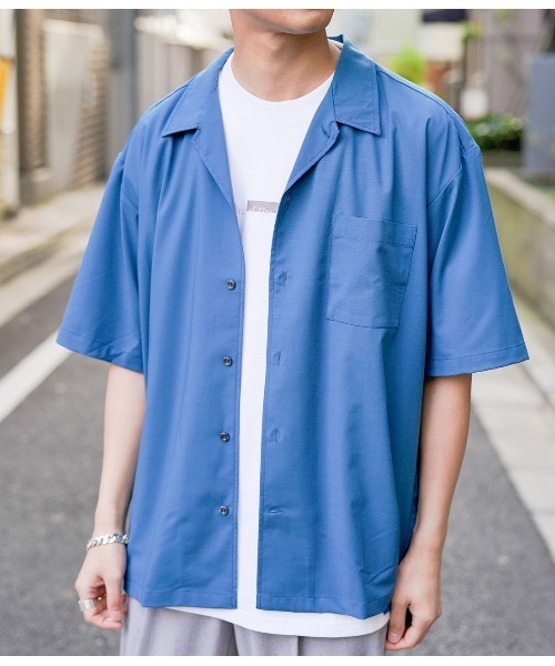 JUNRED（ジュンレッド）の「バンブーブレンドオープンカラーシャツ（シャツ/ブラウス・メンズ・ベージュ/パープル/ブルー・S/M/L）」の19枚目の写真