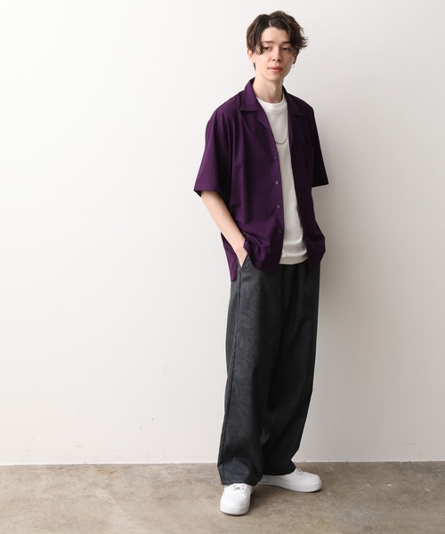 JUNRED（ジュンレッド）の「バンブーブレンドオープンカラーシャツ（シャツ/ブラウス・メンズ・ベージュ/パープル/ブルー・S/M/L）」の12枚目の写真